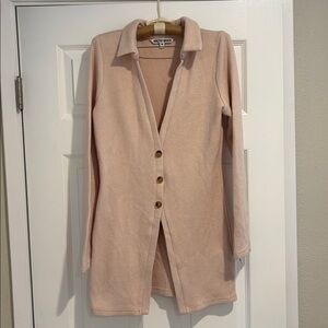 Walter Baker Hendrix Ribbed Longline Sweater Jacket in Neutral Ecru Size M